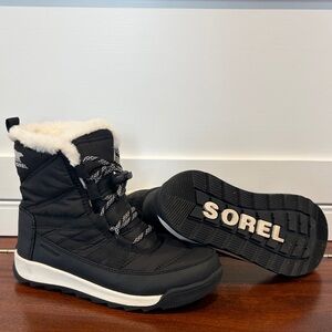 Sorel Black and White Kids Snow Boots